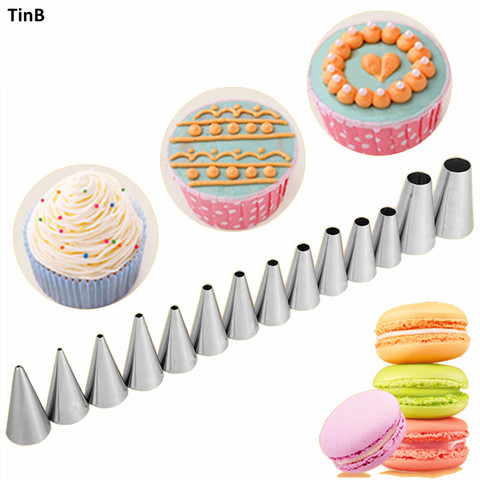 Cake Decorating Tools Round Pastry Nozzles Stainless Steel Writing Tips Icing Piping Nozzle Confectionery Cream Pastry Cake Tool ► Photo 1/6