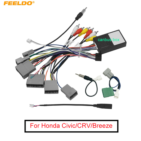 FEELDO Car 16Pin Android Stereo Power Wiring Harness With Canbus + USB For Honda Civic 1.5T(16-19)/CRV (17-19)/Breeze(2022+) ► Photo 1/6