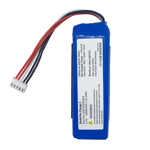 1pc Lithium Ion Polymer Battery 3.7V 6000mAh 22.2Wh Charge 3 battery for JBL Charge 3 GSP1029102A ► Photo 1/6
