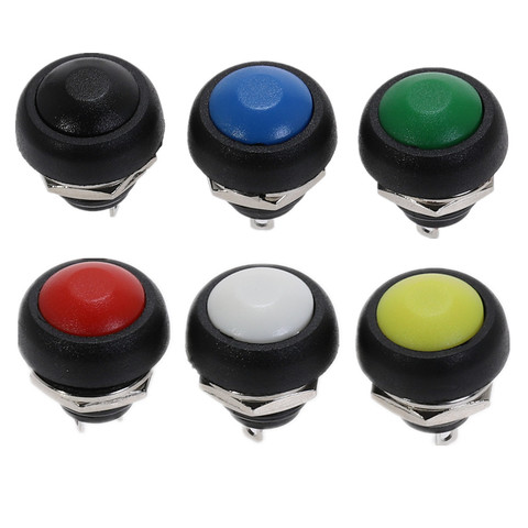 PBS-33B ON-OFF 2Pin 12mm Waterproof Momentary Push button Switch SPDT 125V 3A Black/Red/Green/Yellow/Blue ► Photo 1/6
