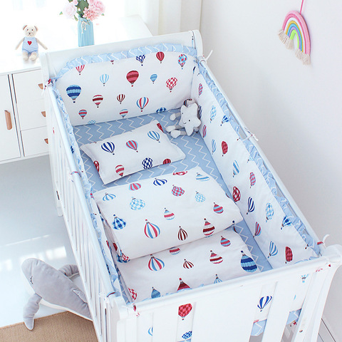 5pcs Crib Bumper Bedding Set Cotton Cute Print Sheet Cradle Side Protector Toddler Baby Room Accessories Bed Protection ► Photo 1/6