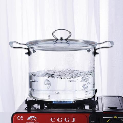 Glass Cooking Pot With Cover Heat-Resistant Saucepan Glass Kitchen Cookware  Set Cooktop With Handle & Steam Hole NEW - Price history & Review, AliExpress Seller - Shop5606029 Store