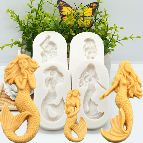 4 Kinds of Mermaid Silicone Mold Kitchen Baking Tool Resin DIY Cake Chocolate Fondant Moulds Pastry Dessert Lace Decoration ► Photo 1/6