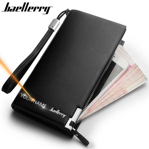 Luxury Men's Long Leather Wallet Big Capacity Card Phone Holder Handbag  Zipper