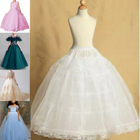 7Size Fit 2-18Years White Toddler Petticoat for Girls Crinoline Underskirt Flower Girl Ball Gown Dress Puffy Skirt Jupon 3 Hoops ► Photo 1/3