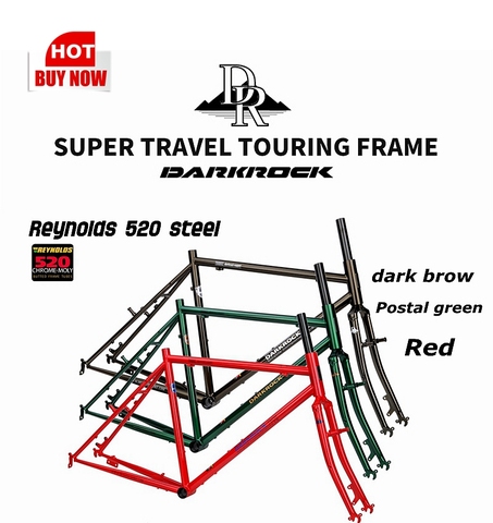 26inch !!!DARKROCK(DR) Super Travel Touring Frame set Reynolds 520 steel Longrider Pioneers CP brush finished  longrider bicycle ► Photo 1/6