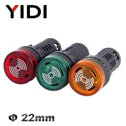 AD16-22SM Panel Mount 22mm Led Indicator Light Buzzer 12V 24V 110V 220V red green yellow Flash Led Buzzer Alarm Signal Lamp ► Photo 1/6