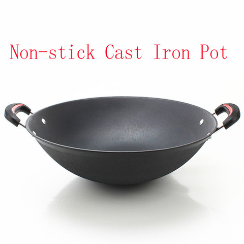 Round Deep Bottom Wok Double- Eared Wok Stainless Steel Wok Pan