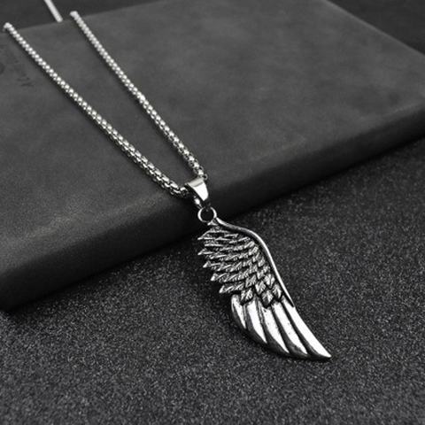 Hot Fashion Feather Men Pendant Necklace Punk Vintage Stainless Steel Box Chain Necklace For Men Jewelry Gift ► Photo 1/6