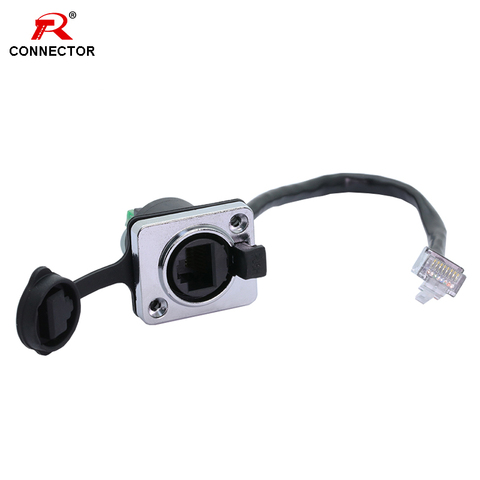 1PC RJ45 8p8c Waterproof Connector, RJ45 male to female, 15cm cable,Panel Mount type,zinc alloy body+PA6 plastic+copper contact ► Photo 1/6