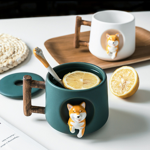 OUSSIRRO INS Shiba Inu Akita DOG 420ML COFFEE TEA MUGS CUP NORTH EUROPE STYLE FASHION DESIGN ► Photo 1/6