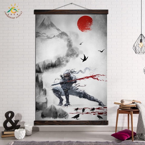 Wall Art Prints and Posters Modern Art Canvas Painting Poster Vintage Wall Art Pictures Home Decoration Dark Cool Ninja Samurai ► Photo 1/6