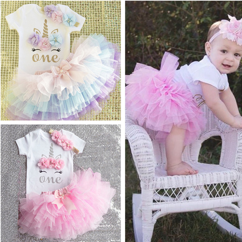 Kids Tutu Skirts For Girls 2022 Event Baby Girls First Birthday Party Outfit Infant Girl 1 Year Baptism Clothes Skirts ► Photo 1/6