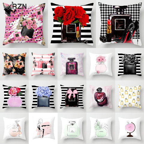 NEW Perfume Bottles Series Floral Pillows Cover Hand Painted Flowers Cushion Cover Modern Fashion Livingroom Decorative Pillows ► Photo 1/6