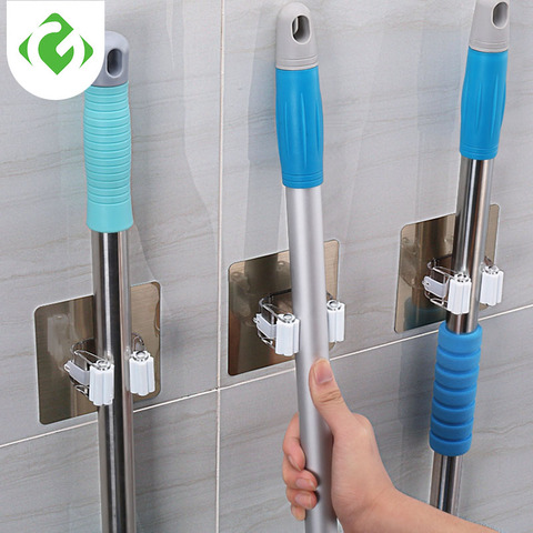 GUANYAO Adhesive Multi-Purpose Hooks Wall Mounted Mop Organizer Holder RackBrush Broom Hanger Hook Kitchen bathroom Strong Hooks ► Photo 1/6