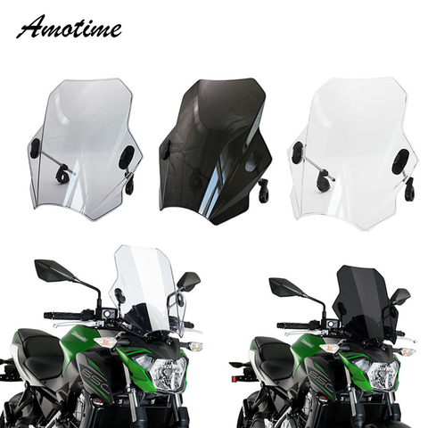 For KAWASAKI SUZUKI YAMAHA HONDA BMW Universal Motorcycle Windscreen Windshield Covers Screen Smoke Lens Motorbikes Deflector ► Photo 1/6