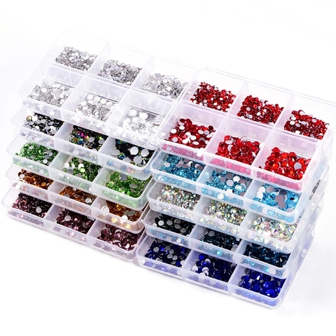 1200pcs Mix Sizes Glass Crystal Non Hot Fix Rhinestone Set Flatback Crystal Nail Rhinestones Diamond For DIY Decorations B3900 ► Photo 1/6