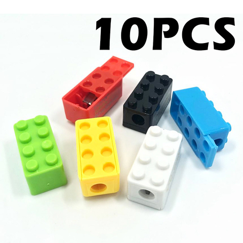 10pcs Creative Cute Cartoon Toy Building Blocks Plastic Pencil Sharpener Children Student Gift Stationery (Random Color) ► Photo 1/6