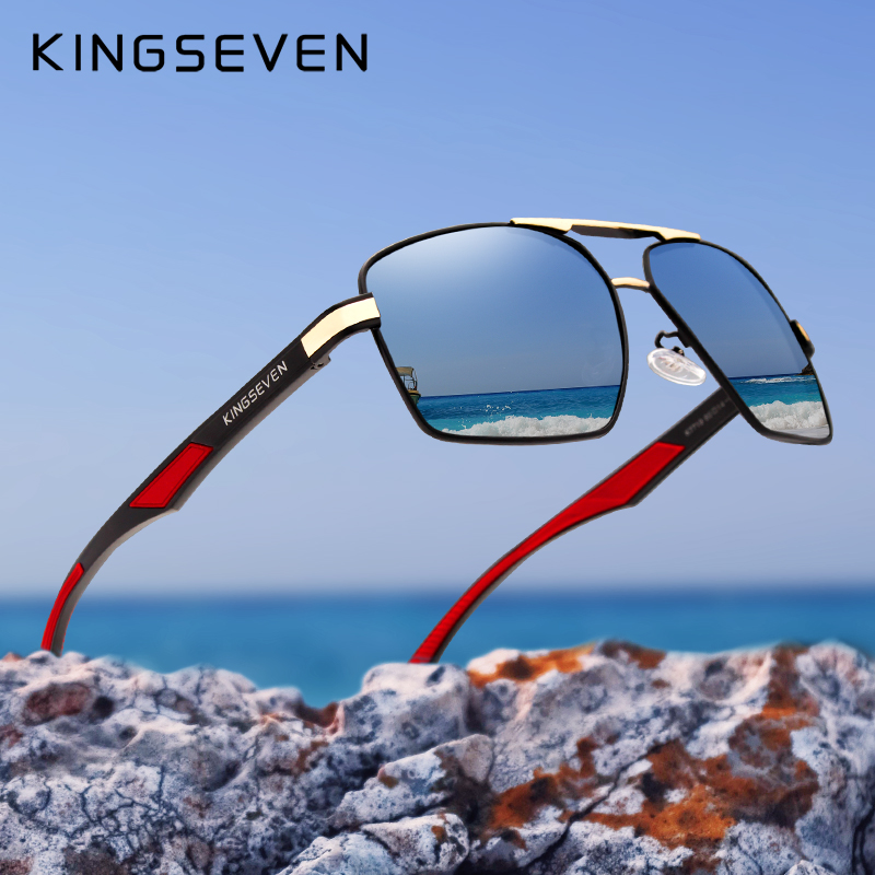 KINGSEVEN 2020 Brand Men Aluminum Sunglasses Polarized UV400 Mirror Male Sun