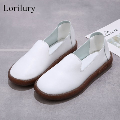 Soft Bottom Mother's Loafers 2022 Spring/Autumn Flat Casual Shoes Non Slip Women's White Flats Moccasins ► Photo 1/6