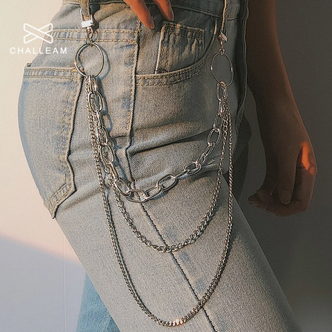 Price history & Review on Women Punk Pant belt Female Hip Hop tassel Trousers Silver Chain For Woman Cool Metal Chains On Jeans 290 | AliExpress Seller - challeam