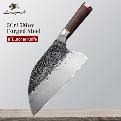 8 Inch Cleaver Butcher Knife Forged 5Cr15MoV Stainless Steel Kitchen Knives Utility Chopping Chicken Slicing Meat Butcher Knife ► Photo 1/6