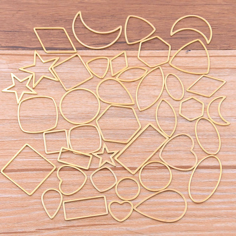 10Pcs Mix Geometric Figur Charm Gold Stainless Steel Pendant Open Bezel Pressed Resin Frame Mold Bezel DIY Jewelry Making ► Photo 1/6