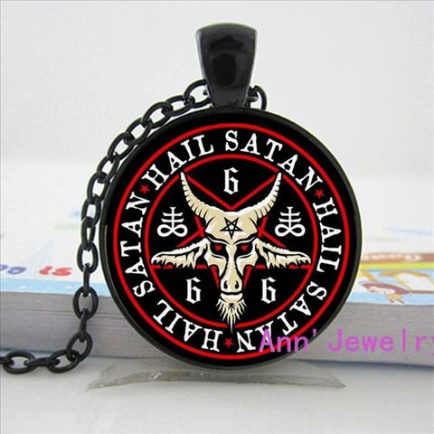 Hail Satan Vintage-Bronze-Pentagram-Necklace-Pendant-Goat-Heads-Baphomet-Jewelry-Satanism-Gothic-Jewelry-Collier HZ1 ► Photo 1/1