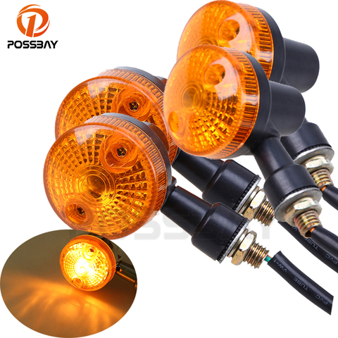 POSSBAY 4PCS Motorcycle Turn Signal Lights Indicator Lamp Amber Flashers for Kawasaki Suzuki Harley Honda Cafe Racer Turn Lamp ► Photo 1/6