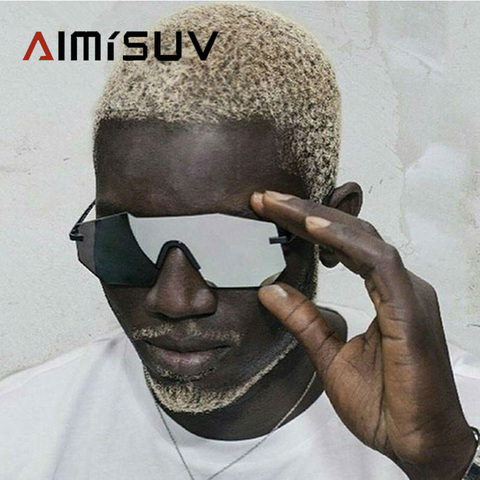 AIMISUV Brand Design Sunglasses Women Retro Rimless Mirror Frame  Unique Oversized Lens Sunglasses Men UV400 ► Photo 1/6