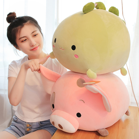 Kawaii  Animal Sweet Fat Fat Dinosaur Pig Shiba Inu Dog Plush Toy Soft Cartoon Elephant Stuffed Doll Baby Pillow Gift 35/45cm ► Photo 1/6