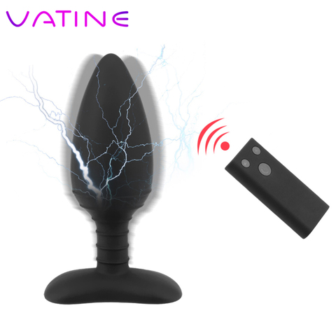 VATINE Wireless Remote Control Electric Shock Anal Plug Vibrator Prostate Massager Vibrator 10 Frequency Sex Toys For Men Women ► Photo 1/6