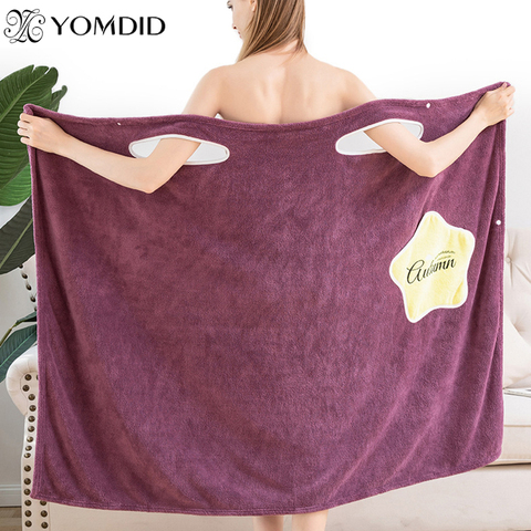 Wearable Bath Towel Superfine Fiber Towels Soft and Absorbent Chic Towel for Autumn Hotel Home Bathroom Gifts Women Bathrobe ► Photo 1/6