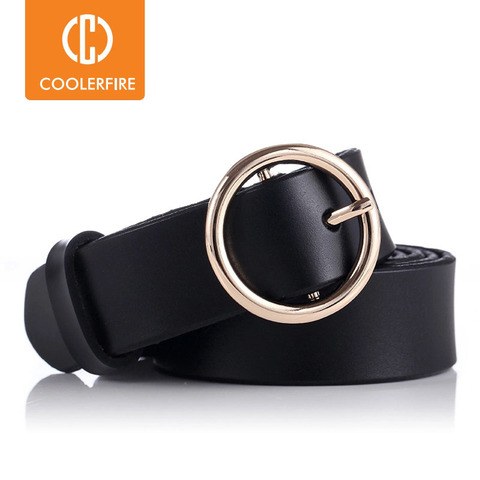 COOLERFIRE Fashion Classic round buckle Ladies wide belt Women's design high quality female casual leather belts for jeans LB007 ► Photo 1/6