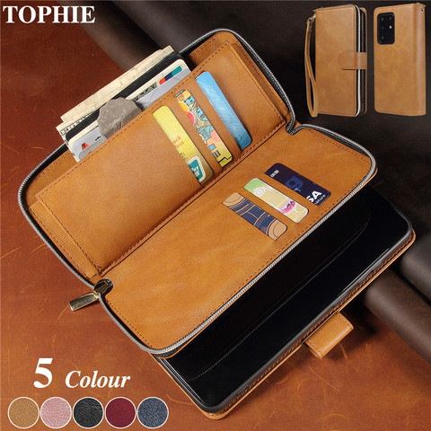 Leather Wallet Case For Samsung Galaxy Note 20 Ultra 10 S20 S10 S9 S8 Plus Zipper Purse Cover A21S A51 A71 A30 A40 A50 A70 Coque ► Photo 1/6