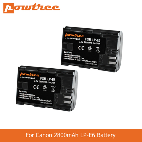 POWTREE 2800mAh LP-E6 LP E6 LPE6 Camera Battery For Canon 5D Mark II III 7D 60D EOS 6D 70D 80D for canon accessories L50 ► Photo 1/6