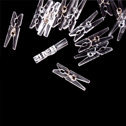 Wholesale 20 PCS/lot 25m Mini Spring Clear Transparent Clips Clothes Photo Paper Peg Pin Clothespin Craft Clips Home Decoration ► Photo 1/6