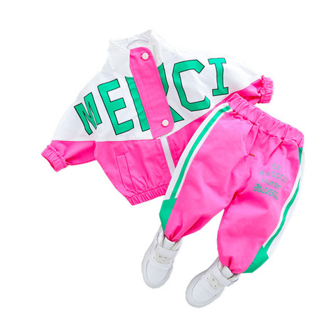 Fashion Spring Autumn Baby Girl Clothes Children Boys Casual Letter Jacket Pants 2Pcs/set Toddler Cotton Costume Kids Tracksuits ► Photo 1/6