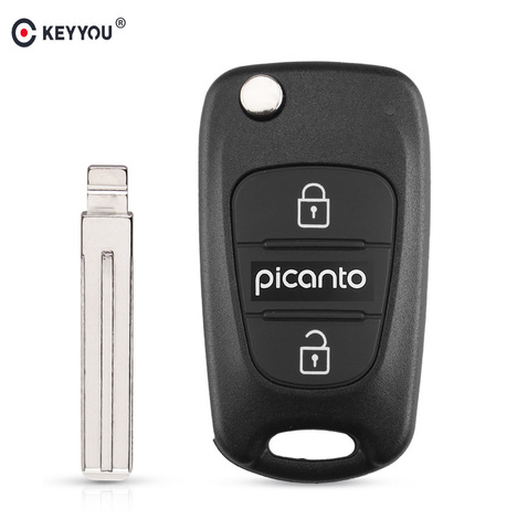 KEYYOU New 3 Buttons Flip Folding Remote Key Shell For KIA Picanto Remote key Case Fob ► Photo 1/6