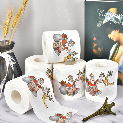 New Year Gifts 22m/Roll Santa Claus Reindeer Christmas Toilet Paper Christmas Decorations for Home Natale Noel Navidad 2022 ► Photo 1/6