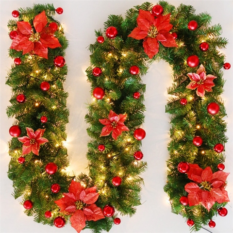 Fashionable Christmas Rattan wreath 2.7M LED Light Flower Light Strip ornament flower band holiday decoration ► Photo 1/6