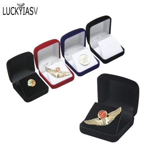 Wholesale Medals Commemorative Coins Pins Merit Badge Display Jewellery Gift Storage Boxes Black Velvet Carrying Case Organizer ► Photo 1/6
