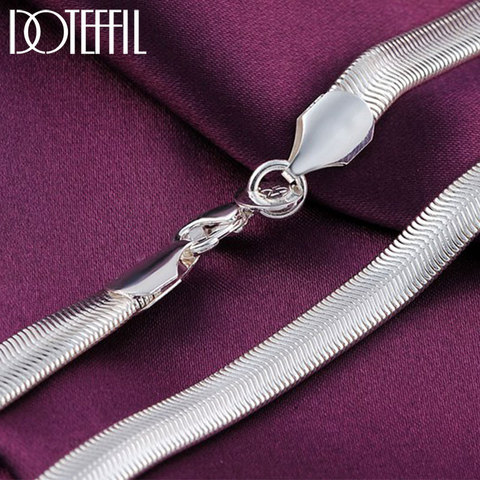 DOTEFFIL 925 Sterling Silver 16/18/20/22/24 Inch 6mm Flat Snake Chain Necklace For Women Man Fashion Wedding Party Charm Jewelry ► Photo 1/6