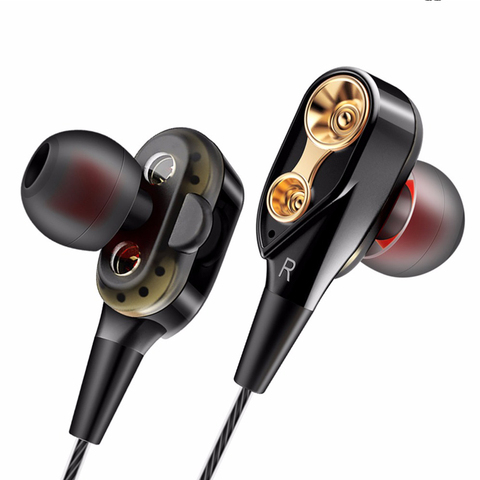 High Bass Wired Earphone Dual Drive Stereo In-Ear Earphones With Microphone Computer Earbuds For Cell Phone ► Photo 1/6