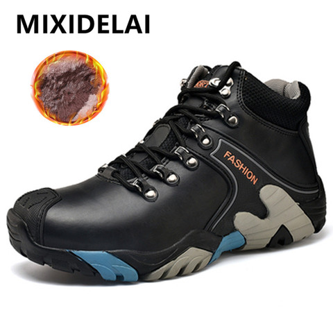 MIXIDELAI Men Boots Size 38-46 Fashion Men Winter Boots Waterproof Men Snow Boots Lace Up Men Ankle Boots Warm Winter Shoes Male ► Photo 1/6