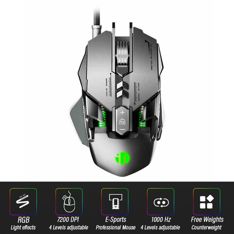 Ergonomic Gaming Mouse Computer-Mice Gamer Wired Laptop Usb-Cable Optical Free Weights Mouse Professional Mouse Gamer 7200DPI ► Photo 1/5