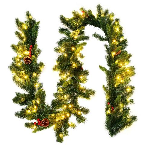 9Ft Pre-lit Artificial Christmas Garland Red Berries w/ 100 LED Lights & Timer CM22798 ► Photo 1/1