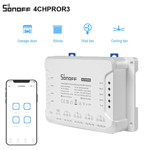 SONOFF 4CH PRO R3 Wifi Light Switch Remote 433 Mhz RF Smart Home Controller 4 Channel/ Gang Intelligent Wireless Switch Module ► Photo 1/6