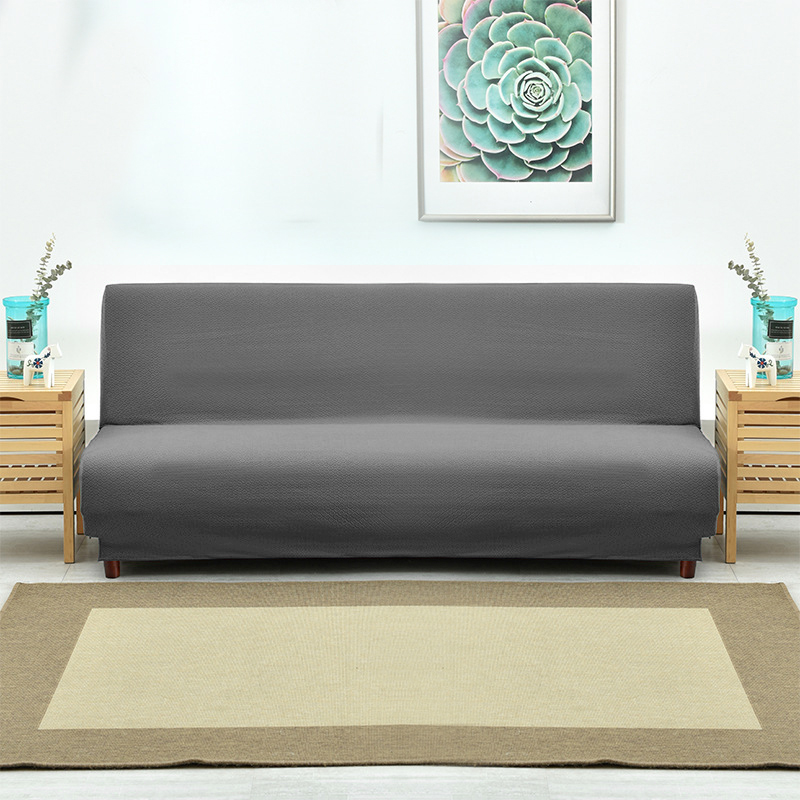 NEW Plush Armless Sofa Bed Chair Cover Stretch Non-Slip Folding Couch Futon Gray 