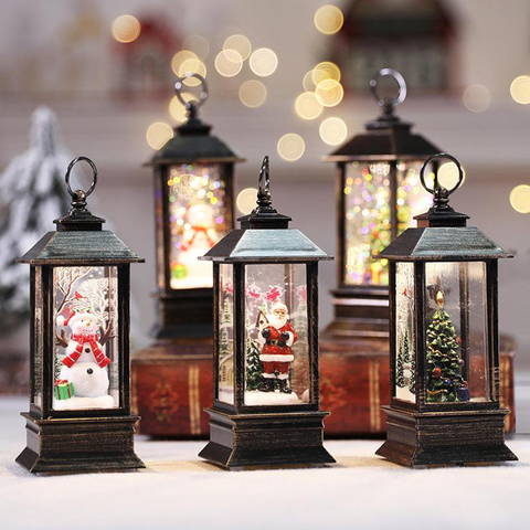 Glitter Swirl Portable Lantern LED Glow Accent Light Christmas Ornament Holiday ► Photo 1/6